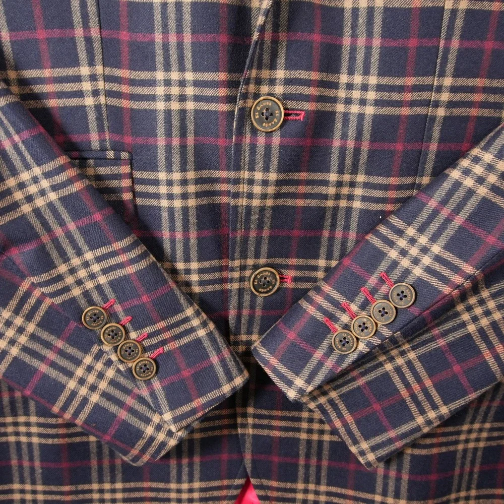 Collegiate Italian Elbow Patch Plaid El Ganso Subalpino Men Blazer Jacket EUR 46